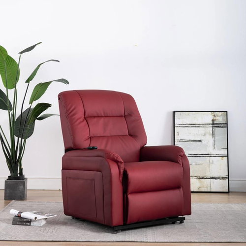 Electric Lifting Adjustable TV Chair Burgundy Faux Leather 249912 - Armchair - Main image