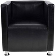 Square armchair in black faux leather - Armchair