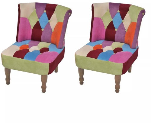 French armchair 2 pcs patchwork textile - Armchair - Main image