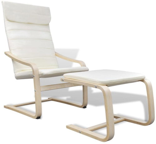 Armchair with a frame made of bent wood creamy textile - Armchair - Main image