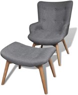 Armchair with gray textile footrest - Armchair