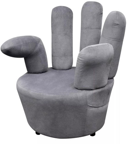 Armchair in the shape of a gray velvet hand - Armchair - Main image
