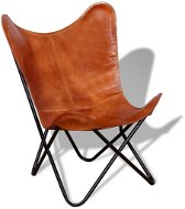 Armchair Butterfly chair brown genuine leather - Křeslo