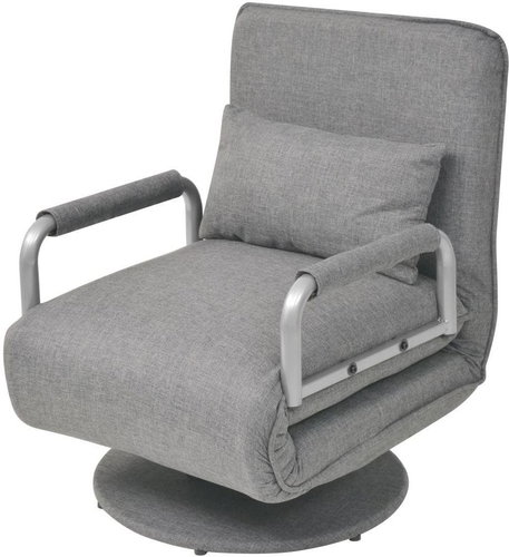Swivel armchair with light gray textile - Armchair - Main image