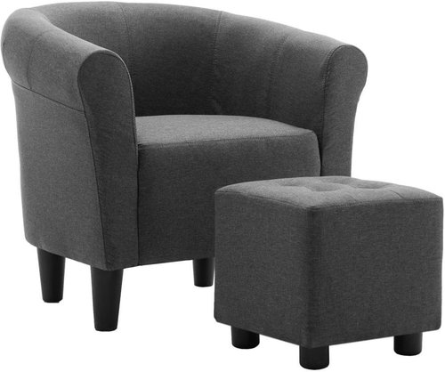 2-piece set of armchair and chair dark gray textile - Armchair - Main image
