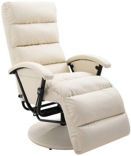 Creamy faux leather reclining TV chair - Armchair - Main image