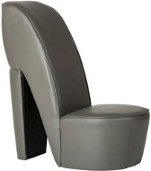 Armchair with high heel gray faux leather - Armchair