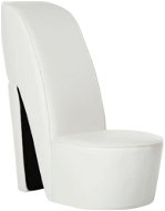 Armchair with high heel white faux leather - Armchair