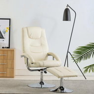 Positioning chair with creamy white faux leather footrest - Armchair