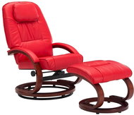 Positioning chair with red faux leather footrest - Armchair