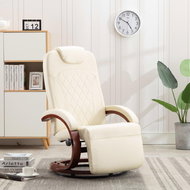 Adjustable TV Armchair Creamy White Faux Leather - Armchair