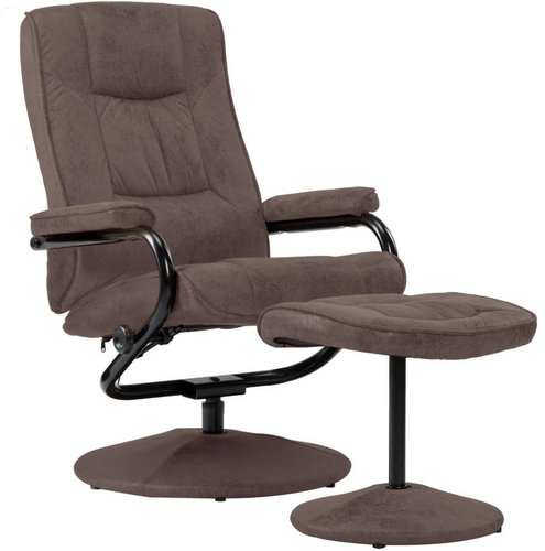 TV armchair with brown faux suede leather footrest - Armchair - Main image