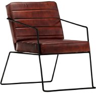 Dark brown genuine leather armchair - Armchair