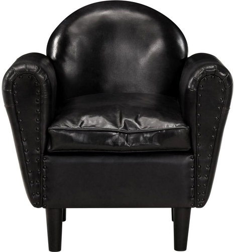 Club Chair Black 77 x 65 x 79cm Genuine Leather - Armchair - Main image