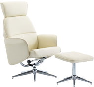 Positioning chair with creamy white faux leather footrest - Armchair