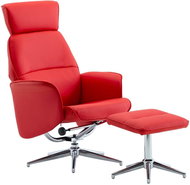 Positioning chair with red faux leather footrest - Armchair