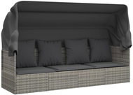 SHUMEE Zahradní pohovka se střechou a polštáři, šedá, polyratan - Zahradní pohovka
