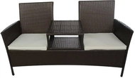 2-seater garden sofa with tea table polyrattan brown 42843 - Garden Sofa