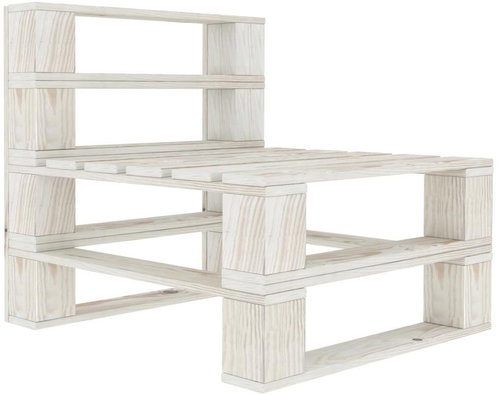Central garden sofa made of white wood pallets 49334 - Garden Sofa - Main image