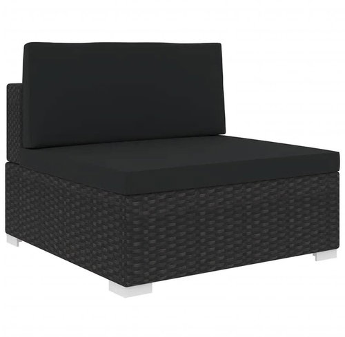 Dílčí středová pohovka 1 ks s poduškami polyratan černá 46796 - Zahradní pohovka - Main image