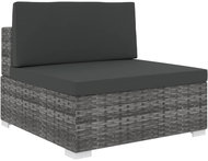 Dílčí středová pohovka 1 ks s poduškami polyratan šedá 46795 - Zahradní pohovka