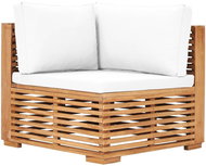 Garden corner sofa with cream cushions solid teak 49375 - Garden Sofa