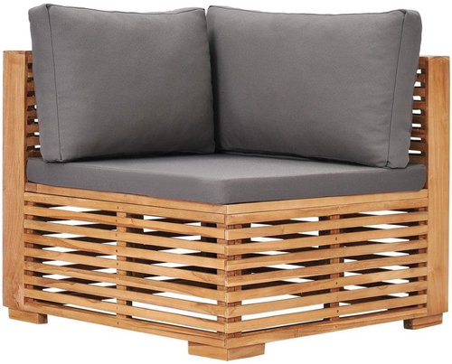 Zahradní rohová pohovka s šedými poduškami masivní teak 49378 - Zahradní pohovka - Main image