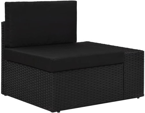 Partial corner sofa with left armrest polyratan black 49499 - Garden Sofa - Main image