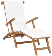 Garden reclining chair with creamy white solid teak 47408 cushion - Garden Armchair