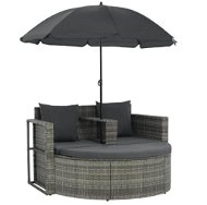2-seater garden sofa with cushions and parasol gray polyratan 44478 - Garden Sofa