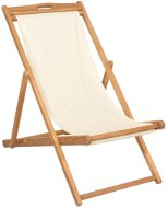 Kempingová stolička teak 56 × 105 × 96 cm krémová 43802 - Záhradná stolička