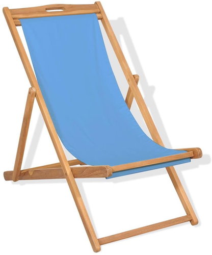 Camping chair teak wood 56 x 105 x 96 cm blue 43803 - Garden Chair - Main image