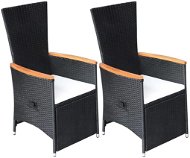 Nastaviteľné záhradné stoličky 2 ks s poduškami polyratan čierne 47683 - Záhradné kreslo