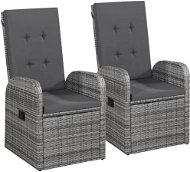 Adjustable garden chairs 2 pcs with polyrattan gray 47676 cushions - Garden Chair