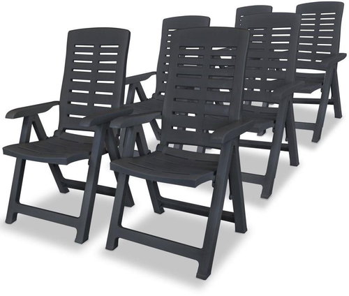 Adjustable garden chairs 6 pcs plastic anthracite 275072 - Garden Armchair - Main image
