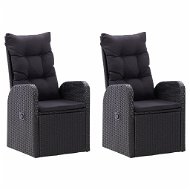 Adjustable Garden Chairs 2 pcs with Cushions Polyrattan Black 46065 - Garden Chair