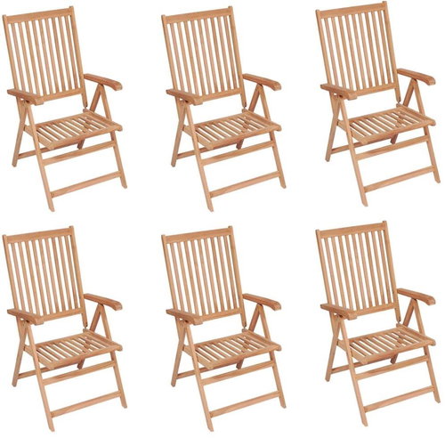 Adjustable garden chairs 6 pcs solid teak 3065526 - Garden Chair - Main image