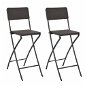 Folding bar stools 2 pcs HDPE and brown rattan steel look 44558 - Garden Chair