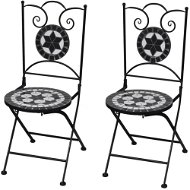 Folding bistro chair 2 pcs ceramic black and white 41533 - Garden Chair