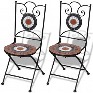 Folding bistro chairs 2 pcs ceramic terracotta and white 41535 - Garden Chair