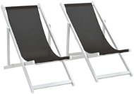 Folding beach chairs 2 pcs aluminum and textile black 44348 - Garden Chair