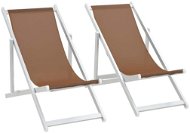 Folding beach chairs 2 pcs aluminum and textile brown 44350 - Garden Chair