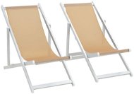 Folding Beach Chairs 2 pcs Aluminium and Textile Cream 44349 - Garden Chair