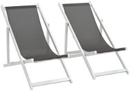 Folding beach chairs 2 pcs aluminum and textile gray 44347 - Garden Chair