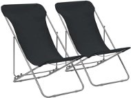 Folding beach chairs 2 pcs steel and oxford fabric black 44359 - Camping Chair