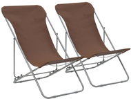 Folding beach chairs 2 pcs steel and oxford fabric brown 44362 - Camping Armchair