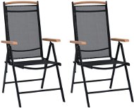 Folding Garden Chairs 2 pcs Aluminium and Textile Black 41732 - Garden Chair