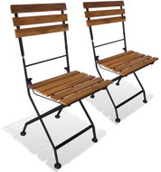 Folding garden chairs 2 pcs steel and solid acacia 43734 - Garden Chair