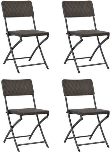 Folding Garden Chairs 4 pcs HDPE and Brown Steel 44552 - Garden Chair - Main image