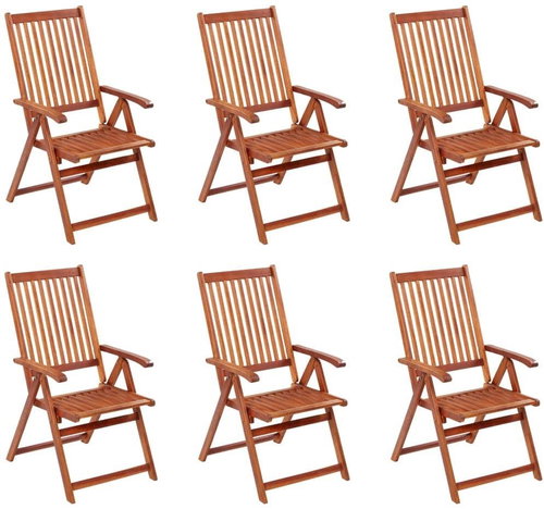 Folding Garden Chairs 6 pcs Solid Acacia Wood 3065516 - Garden Chair - Main image